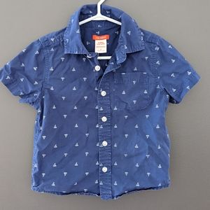 💙 JOE FRESH - Blue sailboat print button up shirt - Size 3T
